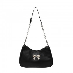 New Fashion Women's Shoulder Handbag with Bow Hardware Decoration Solid Color All-Match Design