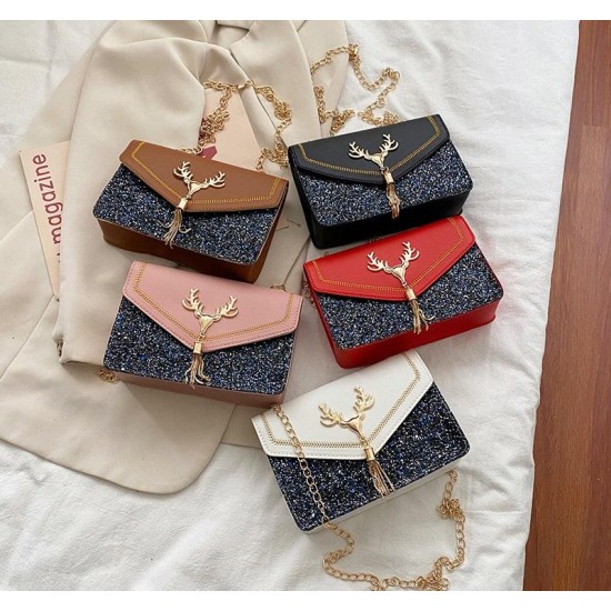  Fashion women's bag Single shoulder small square bag sequin underarm bag