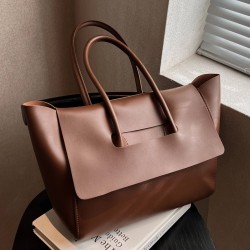 Fashion Woman Autumn Winter Large Capacity Tote Bags Ladies Luxury Commuting Handbag Black Brown PU Leather Shoulder bags